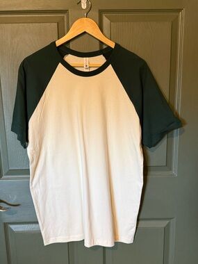Next Level Apparel Two-Tone Raglan Tee in Cream and Dark Green